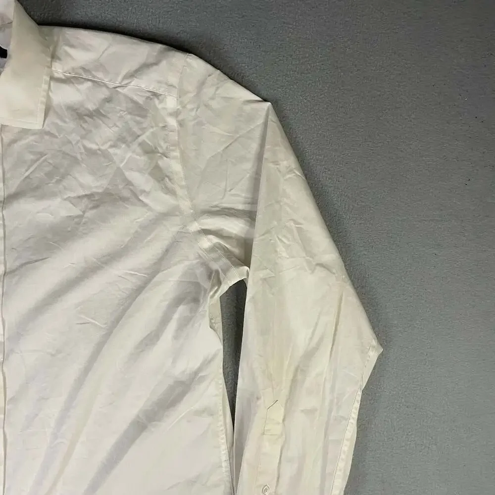 George Slim Fit Long Sleeve White Button-Down Dress Shirt size men’s M 38-40